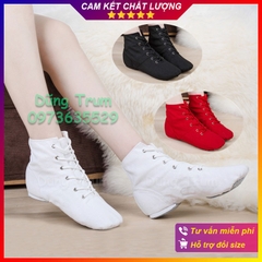 Giày múa bale cao cổ đệm da lộn phần gót và mũi cực êm