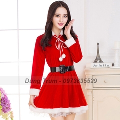 Đầm Noel nữ, váy Noel hóa trang ông già Noel chuẩn chất liệu nhung siêu đẹp DT04