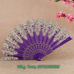 Quạt Cổ Trang Họa Tiết Hoa, Quạt Hoa Hầu Đồng DT383