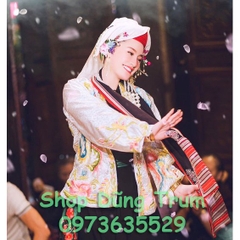 Trang phục hầu giá Chúa Thác Bờ, áo hầu đồng Chầu Thác Bờ chất liệu vải gấm cao cấp