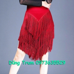 Chân Váy Khiêu Vũ Cao Cấp Tua Rua Dài 3 Tầng Đến Gối
