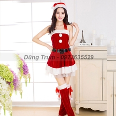 Set váy Noel nữ nổi bật hóa trang Noel nữ chuẩn chất nhung siêu đẹp DT32