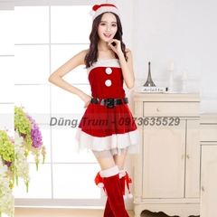 Set váy Noel nữ nổi bật hóa trang Noel nữ chuẩn chất nhung siêu đẹp DT32