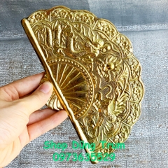 Quạt đồng hầu giá Thánh, quạt phụ kiện hầu đồng họa tiệt chạm khắc cực đẹp