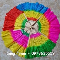 Quạt múa 3 màu người lớn nan tre tua vải mềm mại cực đẹp