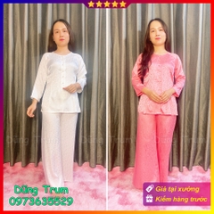 Bộ Bà Ba Vải Gấm Cao Cấp, Đồ Lam Đi Chùa Nữ Họa Tiết Hoa Cực Đẹp