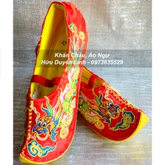 Giày hầu đồng Quan Hoàng vải gấm cực đẹp, hài hầu giá Chúa Hoàng