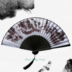 Quạt Cổ Trang Gắn Dây Tua Rua Loại Đẹp Nhiều Mẫu Họa Tiết DT380