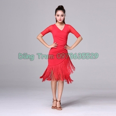 Váy Khiêu Vũ Tua Rua Dài Tay Phong Cách Trẻ Trung Siêu Đẹp L713