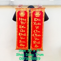 [CHUẨN ĐẸP] 1 đôi câu đối đỏ, cặp liễn trang trí Tết chất nhung kích thước chuẩn số đẹp thần tài 79cm, 97cm