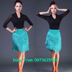 Chân Váy Khiêu Vũ Cao Cấp Tua Rua Dài 3 Tầng Đến Gối