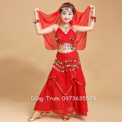 Trang phục múa Ấn độ trẻ em (Váy - Áo hai dây)