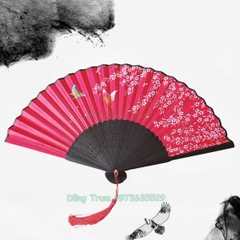 Quạt Cổ Trang Gắn Dây Tua Rua Loại Đẹp Nhiều Mẫu Họa Tiết DT380
