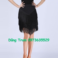 Chân Váy Khiêu Vũ Cao Cấp Tua Rua Dài 3 Tầng Đến Gối