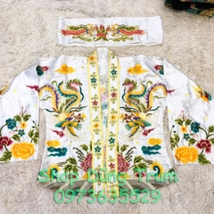 Trang phục hầu giá Chúa Thác Bờ, áo hầu đồng Chầu Thác Bờ chất liệu vải gấm cao cấp