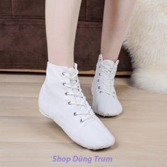 Giày múa bale cao cổ đệm da lộn phần gót và mũi cực êm