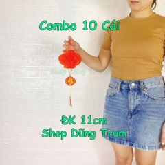 COMBO 10 Đèn Lồng Đỏ trang trí Tết chữ Phúc chất liệu chống nước