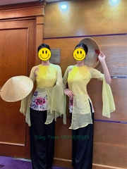 Áo bà ba họa tiết in hoa phối màu vàng siêu đẹp