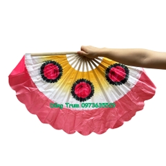 Quạt múa họa tiết hoa phối màu phong cách Hàn Quốc