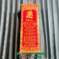 Liễn treo Tết chữ Phúc Lộc Thọ Đức Tâm Nhẫn nội dung ý nghĩa chất nhung đỏ chữ vàng cực đẹp
