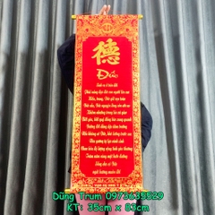 Liễn treo Tết chữ Phúc Lộc Thọ Đức Tâm Nhẫn nội dung ý nghĩa chất nhung đỏ chữ vàng cực đẹp