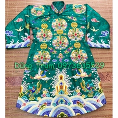 Áo hầu đồng các giá Chầu vải gấm họa tiết thêu nhiều Phượng bằng chỉ ngũ sắc cực đẹp
