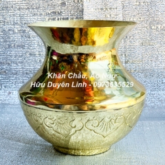 Ống đựng bã trầu, âu đựng bã trầu bằng đồng, phụ kiện hầu đồng