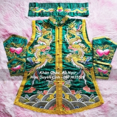 Trang phục hầu đồng Thánh Cậu vải gấm thêu tay chỉ ngũ sắc vảy kim sa cực đẹp