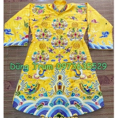 Áo hầu đồng các giá Chầu vải gấm họa tiết thêu nhiều Phượng bằng chỉ ngũ sắc cực đẹp