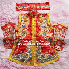 Trang phục hầu đồng Thánh Cậu vải gấm thêu tay chỉ ngũ sắc vảy kim sa cực đẹp