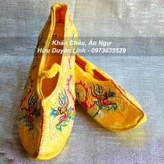 Hài Ông Hoàng Mười, giày hầu giá Quan Lớn Đệ Tứ vải gấm, hài hầu đồng Quan Hoàng