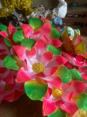 Hoa lá sen xanh 15 cánh 60cm