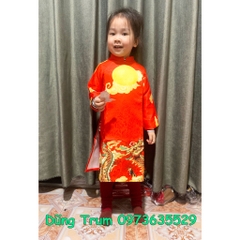 Áo dài Tết cách tân cho bé vải gấm họa tiết cực đẹp