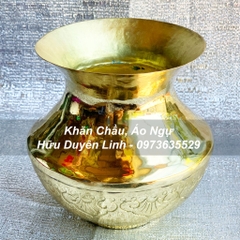 Ống đựng bã trầu, âu đựng bã trầu bằng đồng, phụ kiện hầu đồng