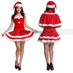 Bộ váy Noel nữ nổi bật hoá trang Noel cho nữ siêu đẹp chuẩn chất liệu nhung DT22