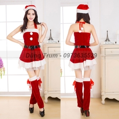 Set váy Noel nữ nổi bật hóa trang Noel nữ chuẩn chất nhung siêu đẹp DT32