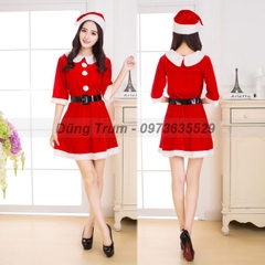 Váy Noel nữ hóa trang Giáng Sinh chất liệu nhung siêu đẹp DT09