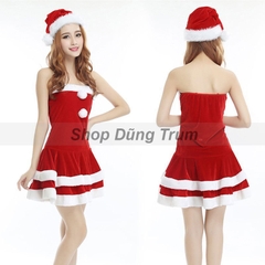 Bộ váy Noel nữ nổi bật hoá trang Noel cho nữ siêu đẹp chuẩn chất liệu nhung DT22