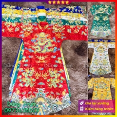 Trang phục Ngũ Vị Tôn Quan vải gấm thêu tay chỉ ngũ sắc vảy rồng vàng bằng kim sa cực phẩm siêu đẹp