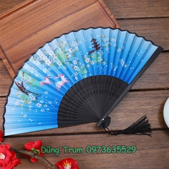 Quạt Cổ Trang Gắn Dây Tua Rua Loại Đẹp Nhiều Mẫu Họa Tiết DT380