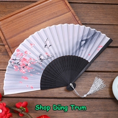 Quạt Cổ Trang Gắn Dây Tua Rua Loại Đẹp Nhiều Mẫu Họa Tiết DT380