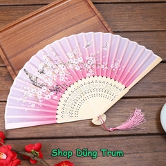 Quạt Cổ Trang Gắn Dây Tua Rua Loại Đẹp Nhiều Mẫu Họa Tiết DT380