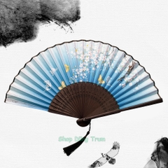 Quạt Cổ Trang Gắn Dây Tua Rua Loại Đẹp Nhiều Mẫu Họa Tiết DT380