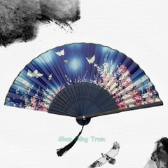 Quạt Cổ Trang Gắn Dây Tua Rua Loại Đẹp Nhiều Mẫu Họa Tiết DT380