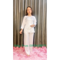 Bộ Bà Ba Vải Gấm Cao Cấp, Đồ Lam Đi Chùa Nữ Họa Tiết Hoa Cực Đẹp