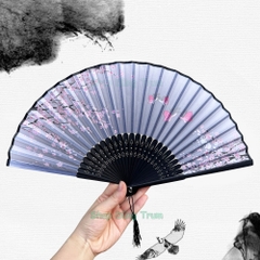 Quạt Cổ Trang Gắn Dây Tua Rua Loại Đẹp Nhiều Mẫu Họa Tiết DT380