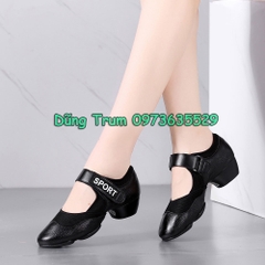 Giày Khiêu Vũ Quai Dán Da Cao Cấp Nhảy DanceSport Cực Đẹp