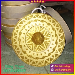 Chiêng đồng dân tộc biểu diễn chất liệu gỗ phủ kim tuyến cực đẹp