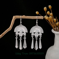 Bông tai dài tua rua lá phong cách cổ trang Bohemian, khuyên tai dài hầu đồng B873