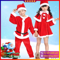 Trang phục Noel trẻ em, bộ hóa trang Noel trẻ con chất nhung chuẩn siêu đẹp